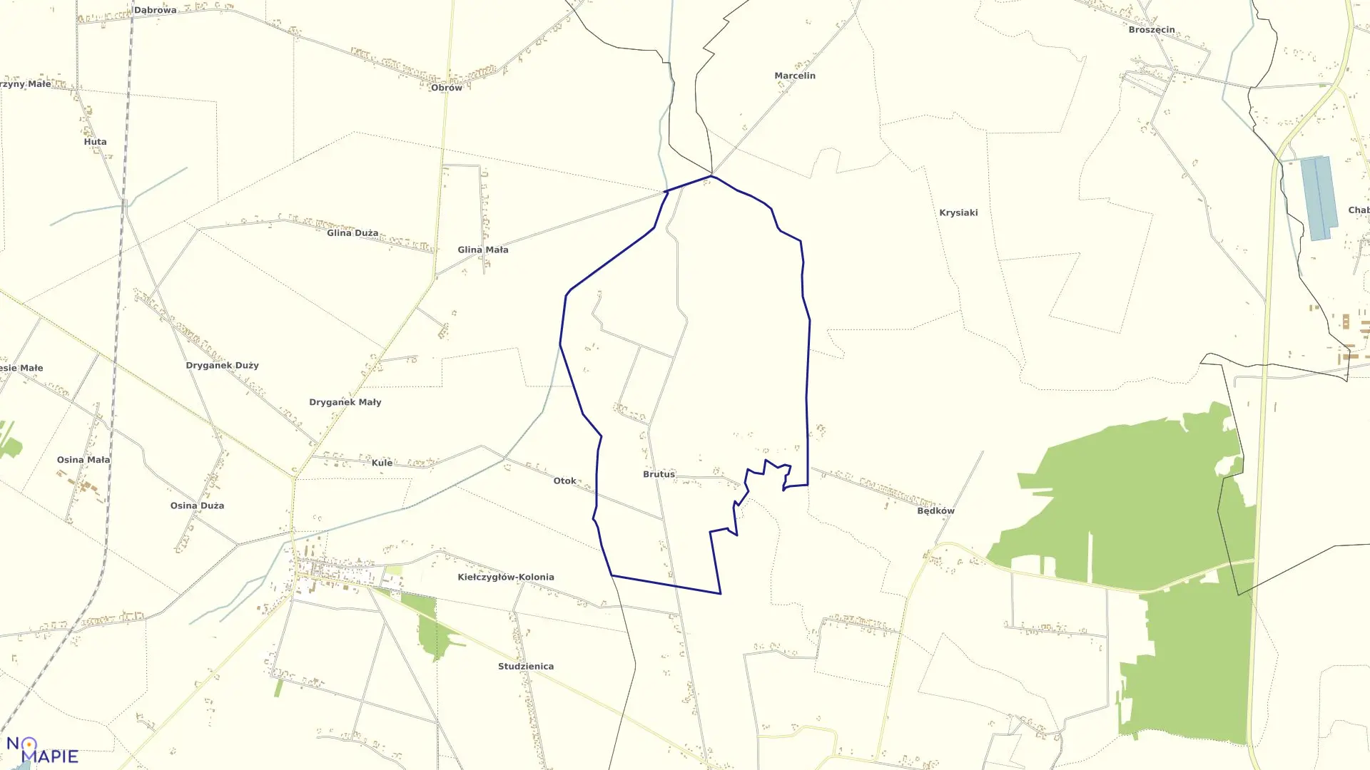 Mapa obrębu BRUTUS w gminie Kiełczygłów