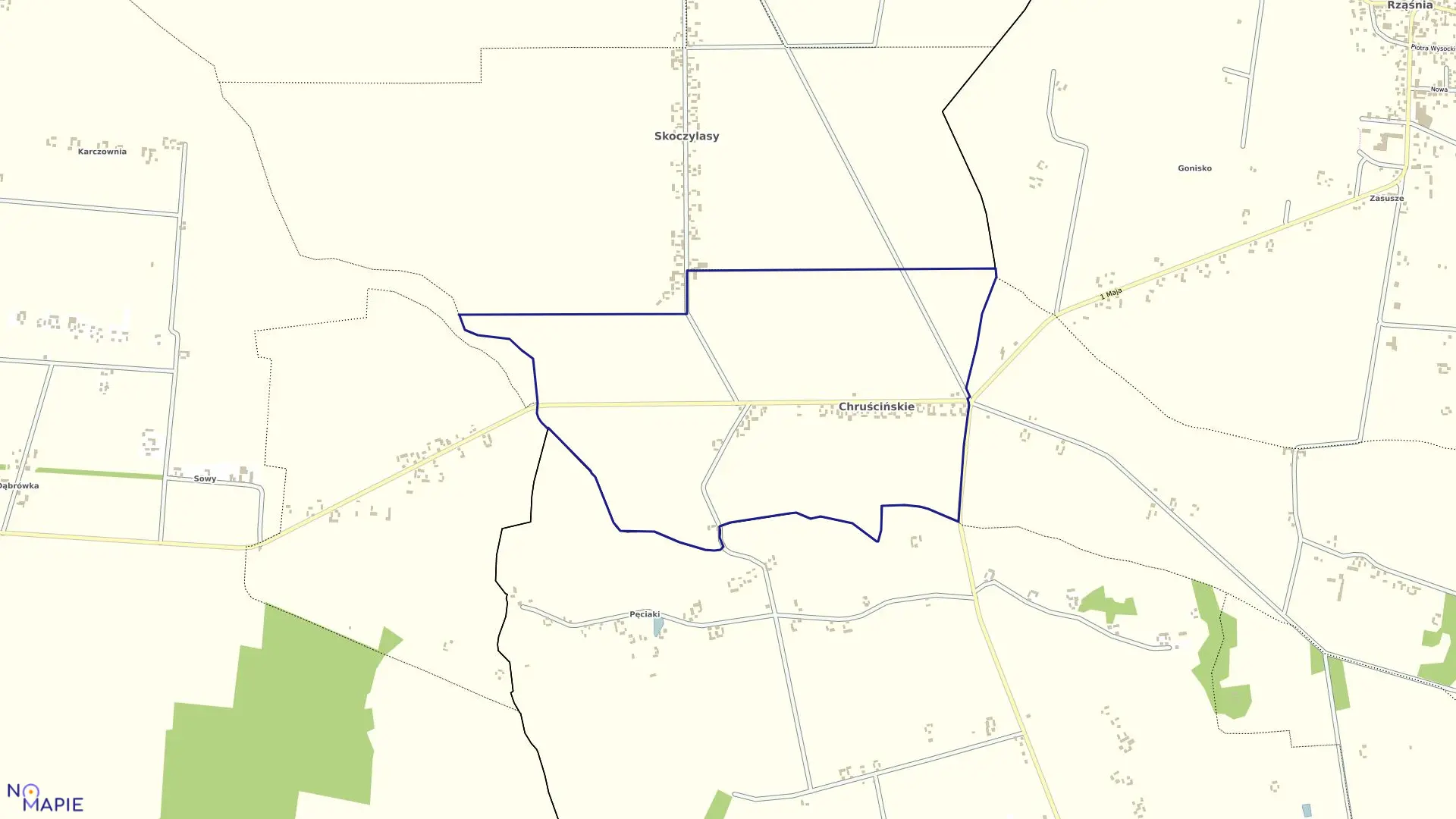 Mapa obrębu CHRUŚCIŃSKIE w gminie Kiełczygłów