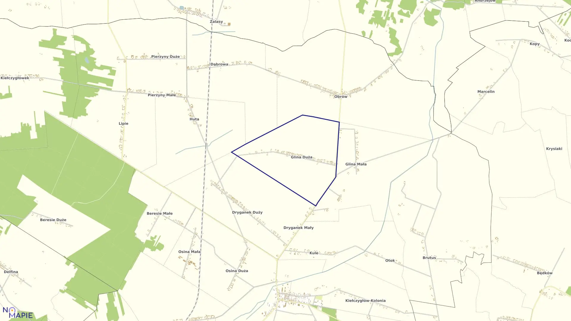 Mapa obrębu GLINA DUŻA w gminie Kiełczygłów