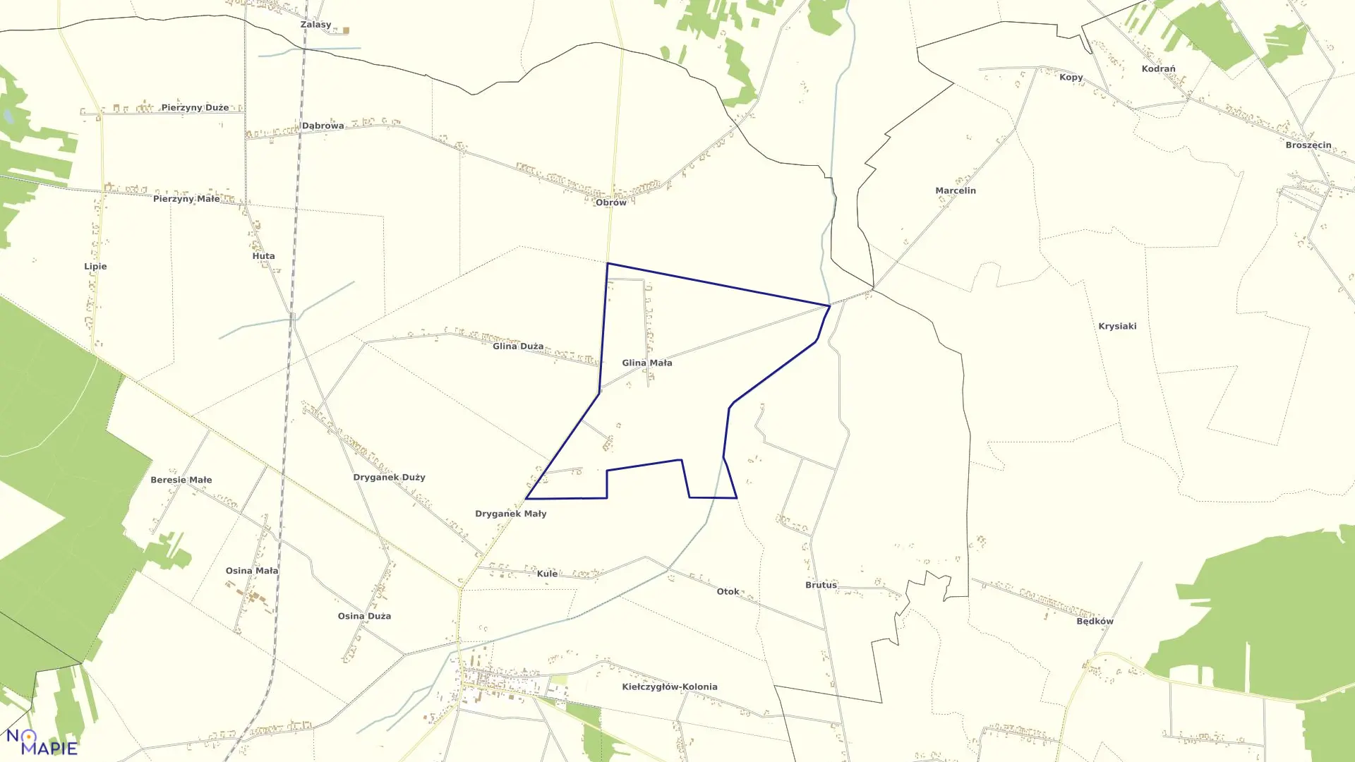 Mapa obrębu GLINA MAŁA w gminie Kiełczygłów